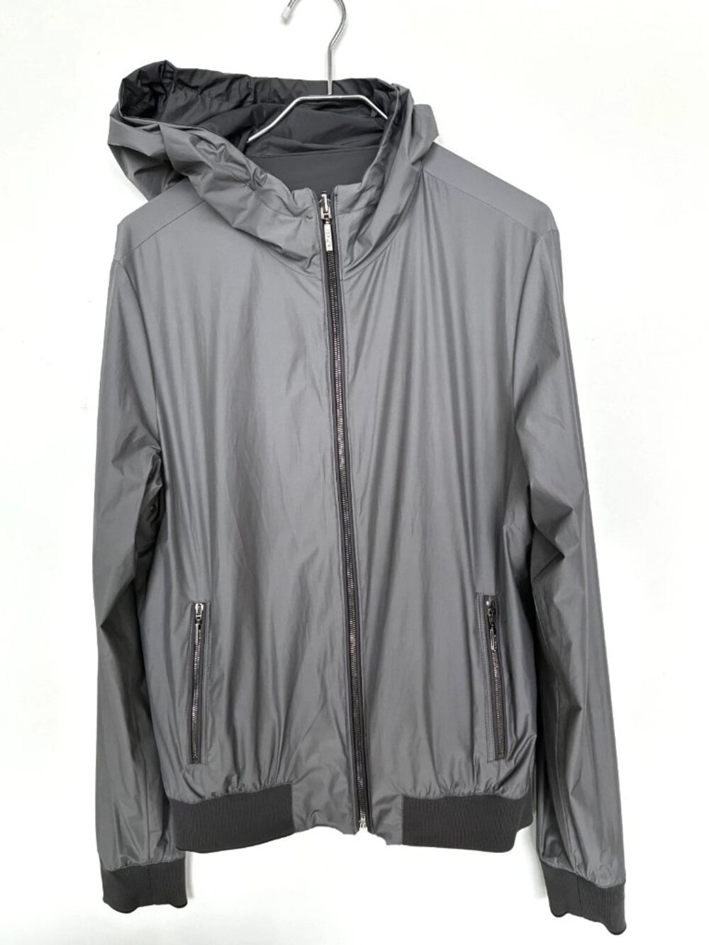 MOORER men's grey windbreaker luxury jacket reversible hooded sz 50 (M) NWOT - Picture 7 of 12